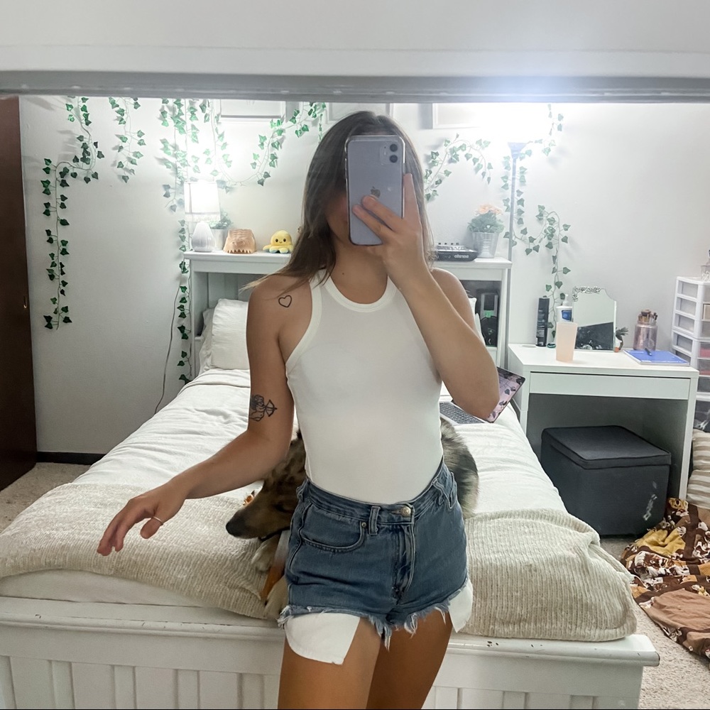 Rebel Sugar White Racerback Bodysuit